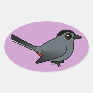 Pegatina Ovalada Birdorable Grey Catbird