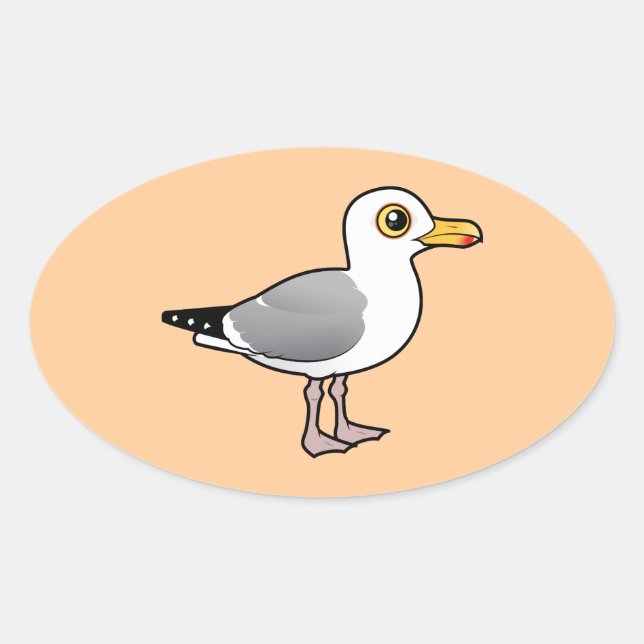 Pegatina Ovalada Birdorable Herring Gull (Anverso)