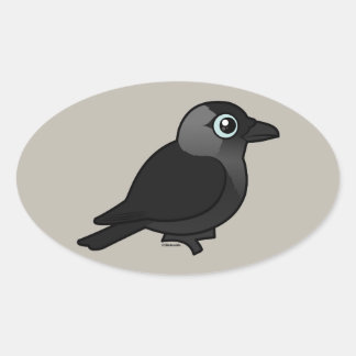 Pegatina Ovalada Birdorable Jackdaw
