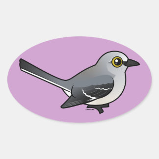 Pegatina Ovalada Birdorable Northern Mockingbird