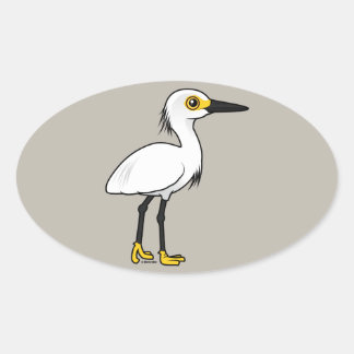 Pegatina Ovalada Birdorable Snowy Egret