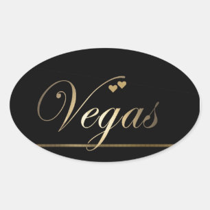 Pegatina Ovalada Black and Gold Las Vegas