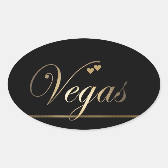 Pegatina Ovalada Black and Gold Las Vegas (Anverso)