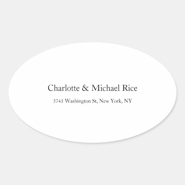 Pegatina Ovalada Black White Classical Bold Textos Familia Elegante (Anverso)