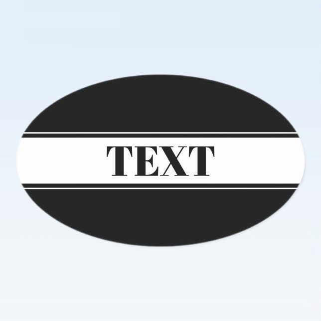 Pegatina Ovalada Black & White Custom Name Stripe (Subido por el creador)