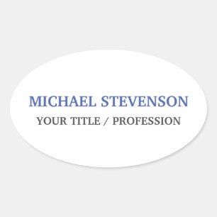 Pegatina Ovalada Blanco Azul especial único