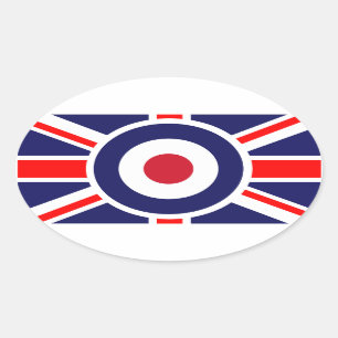 Pegatina Ovalada Blanco de Union Jack Mods Inglaterra