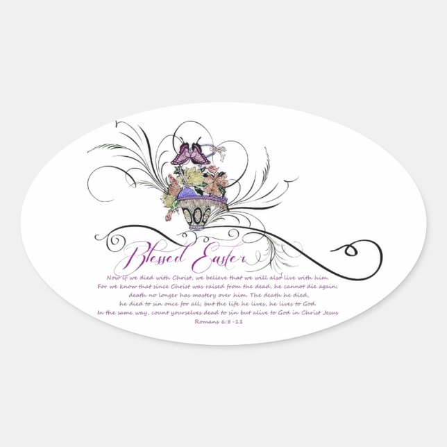 Pegatina Ovalada Blessed Easter Oval Sticker (Anverso)