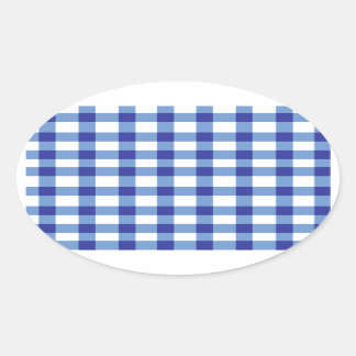 Pegatina Ovalada Blue Gingham
