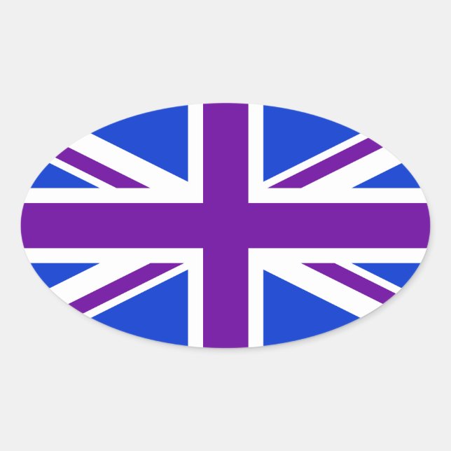Pegatina Ovalada Blue Purple Union Jack (Anverso)