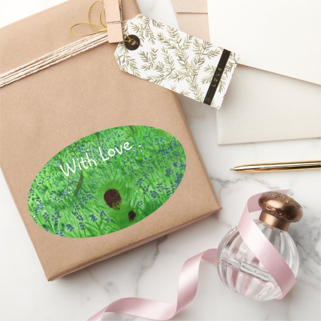 Pegatina Ovalada Bluebell Wood Hedgehogs (Regalar)