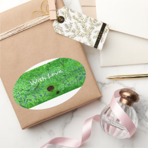 Pegatina Ovalada Bluebell Wood Hedgehogs