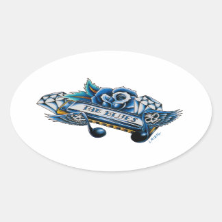 Pegatina Ovalada Blues Harmonica Flash Art