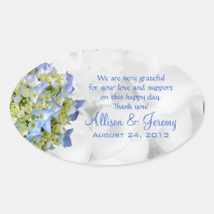 Pegatina Ovalada Boda azul Bella Hydrangea Oval Favorels