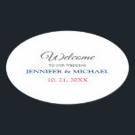 Pegatina Ovalada Boda de bienvenida elegante en blanco y negro<br><div class="desc">¿Buscando una caligrafía hermosa con una letra estética? Este diseño simple y llamativo es para ti. Este diseño, especialmente diseñado para el matrimonio y el uso del apellido familiar, impresiona inmediatamente a los que lo ven. El diseño elegante y refinado de la etiqueta reflejará inmediatamente la calidad de su relación...</div>