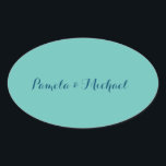 Pegatina Ovalada Boda Elegante Azul Clásico Minimalista<br><div class="desc">Esta plantilla se puede personalizar para satisfacer todas las ocupaciones profesionales.</div>