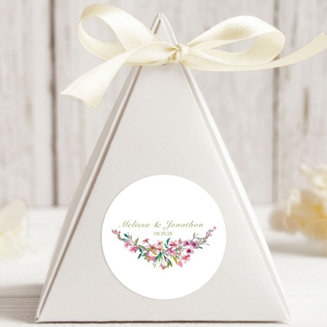 Pegatina Ovalada Boda floral de flor de cerezo rosa (Subido por el creador)