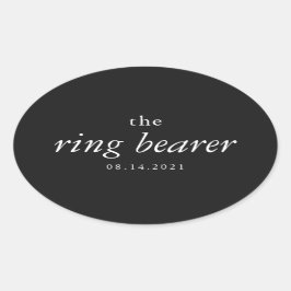 Pegatina Ovalada Boda Oval Stick del portador del anillo de caligra