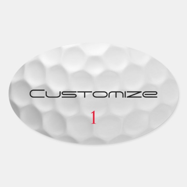 Pegatina Ovalada Bola de golf con texto y número personalizados (Anverso)