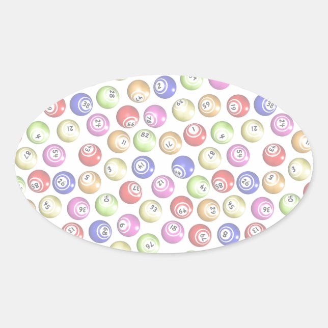 Pegatina Ovalada Bolas de Bingo (Anverso)