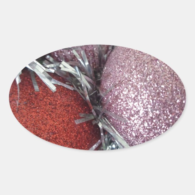 Pegatina Ovalada Bolas de navidades (Anverso)