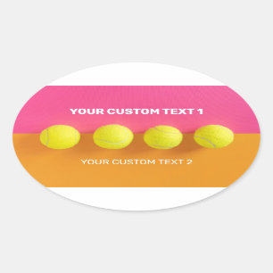 Pegatina Ovalada Bolas de tenis de texto personalizado