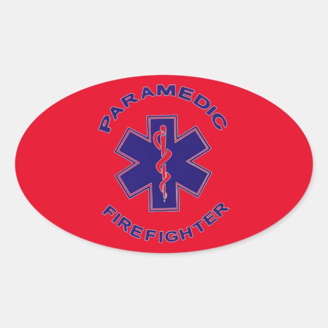 Pegatina Ovalada Bombero paramédico (Anverso)