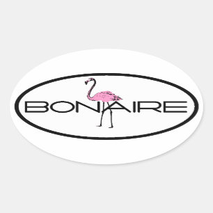 Pegatina Ovalada Bonaire Flamingo
