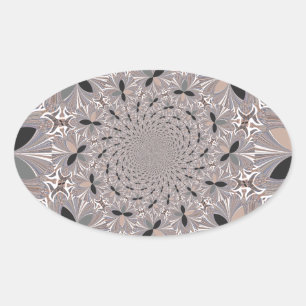 Pegatina Ovalada Bonito kaleidoscopio gris de ceniza sin fisuras