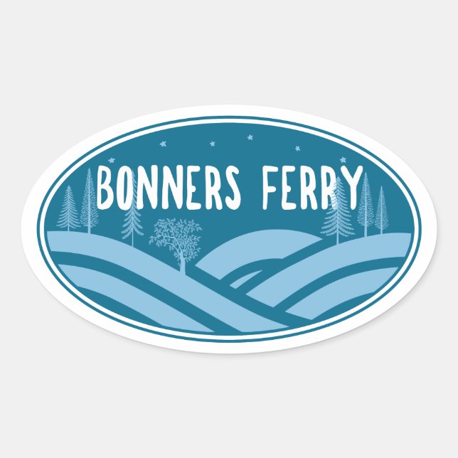 Pegatina Ovalada Bonners Ferry Idaho al aire libre (Anverso)