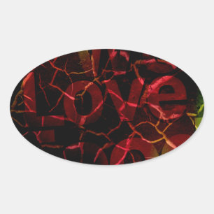 Pegatina Ovalada Bordes fracturados, corazón fuerte: amor inquebran