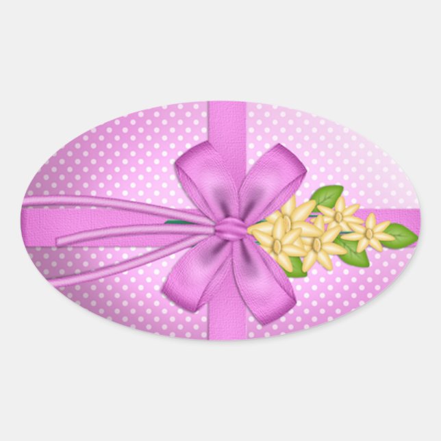 Pegatina Ovalada Bow de Pascua (Anverso)