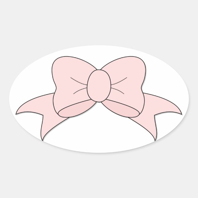 Pegatina Ovalada Bow Rosa Cute Girly Baby (Anverso)