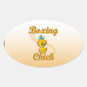 Pegatina Ovalada Boxing Chick