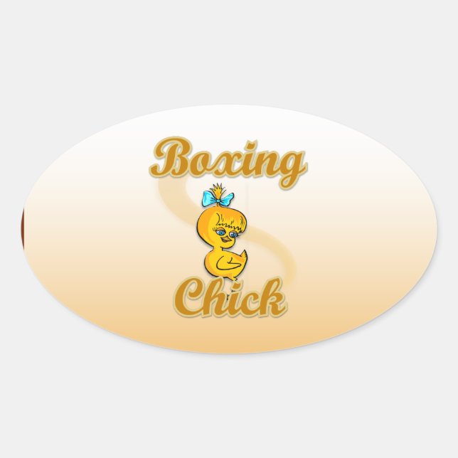 Pegatina Ovalada Boxing Chick (Anverso)