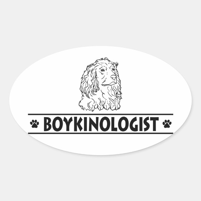 Pegatina Ovalada Boykin Spaniel humorístico (Anverso)