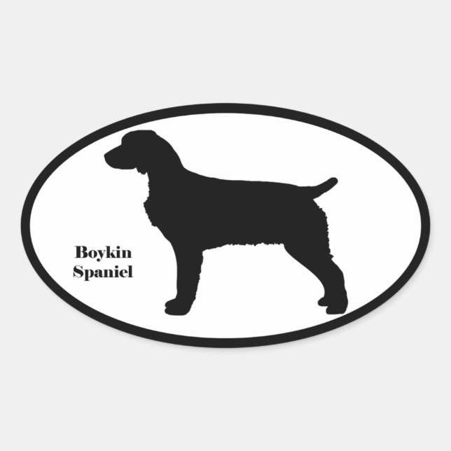 Pegatina Ovalada Boykin Spaniel SIlhouette (Anverso)