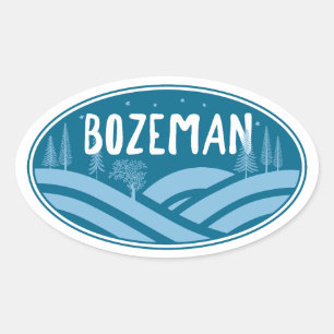 Pegatina Ovalada Bozeman Montana al aire libre