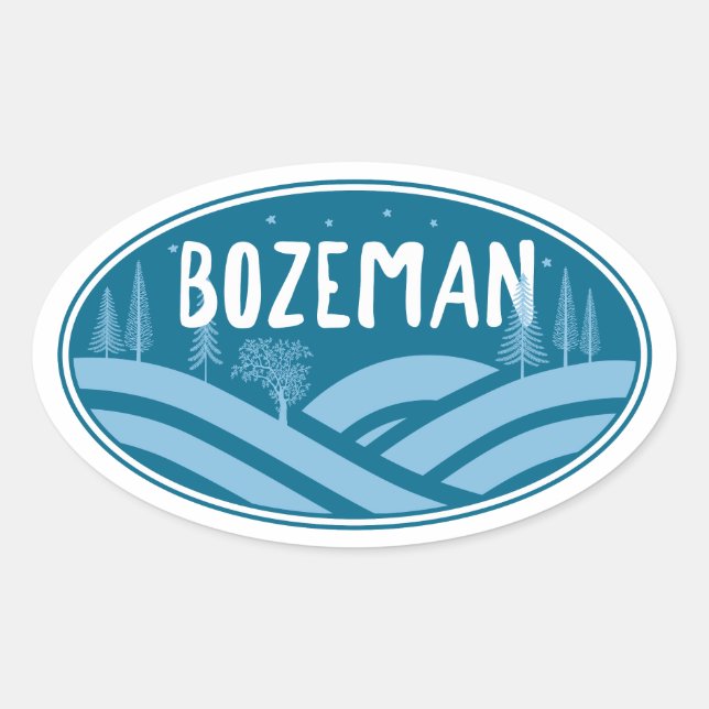 Pegatina Ovalada Bozeman Montana al aire libre (Anverso)