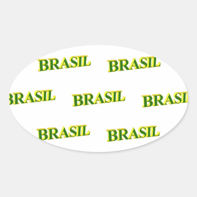 Pegatina Ovalada Brasil 3D (Anverso)