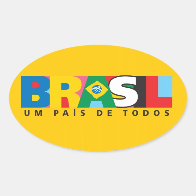 Pegatina Ovalada Brasil Um Pais de Todos Bumper Sticker (Anverso)