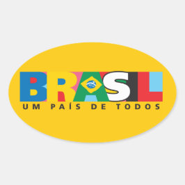 Pegatina Ovalada Brasil Um Pais de Todos Bumper Sticker