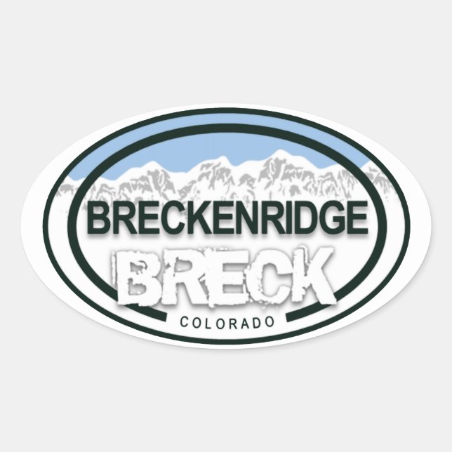 Pegatina Ovalada Breckenridge Colorado BRECK Rocky Mountain (Anverso)