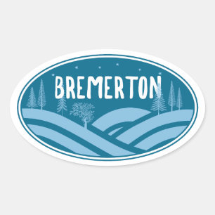 Pegatina Ovalada Bremerton Washington al aire libre