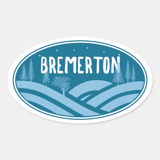 Pegatina Ovalada Bremerton Washington al aire libre (Anverso)