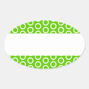Pegatina Ovalada Brillante Lime Green Tiled Art White Center Strike