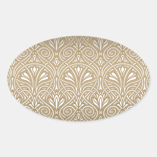 Pegatina Ovalada Bronce, oro, Art Nouveau, art deco, cosecha
