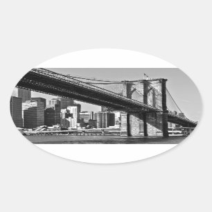 Pegatina Ovalada Brooklyn Bridge New York