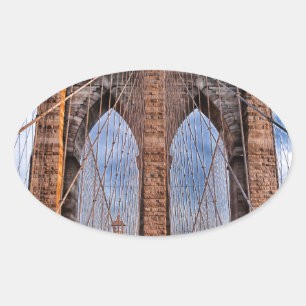 Pegatina Ovalada Brooklyn Bridge New York USA