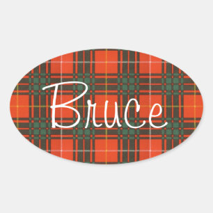 Pegatina Ovalada Bruce Scottish Tartan